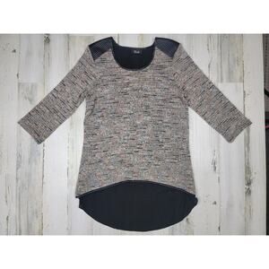Bali Corp Women's‎ Multicolor Knit Sweater- Open Back & Faux Leather Details